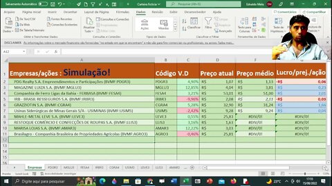 Resultado do primeiro dia de simulação