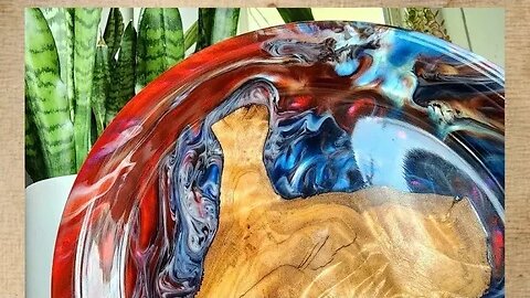 "Freedom Plate" Resin and wood plate hand turned on the lathe. Resin Art by Travis Turnitup