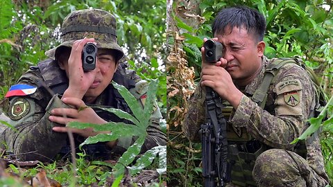 Philippine Army Artillery Forward Observers seen using portable Laser Rangefinders