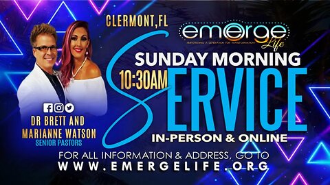 LIVE - Emerge Life - Dr Brett & Marianne Watson "The Altar, Sacrifice and Fire!"