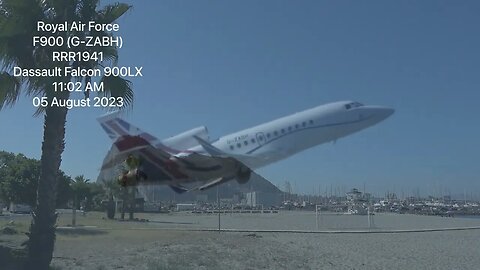 RAF Gibraltar Dassault Falcon 900LX Departure 04 August 2023