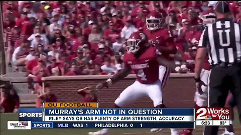 Lincoln Riley has no concerns about Kyler Murray's arm talent