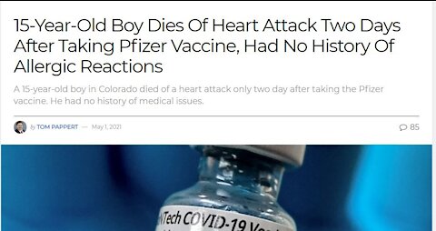 15 Year Old Died Of Heart Failure 2 Days After Vaccine. Medical Tyranny Is Starting Also