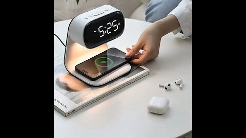 Portable Bedroom Touch Control Bedside Table Lamp Dimmable Digital Alarm Clock Wireless Charging