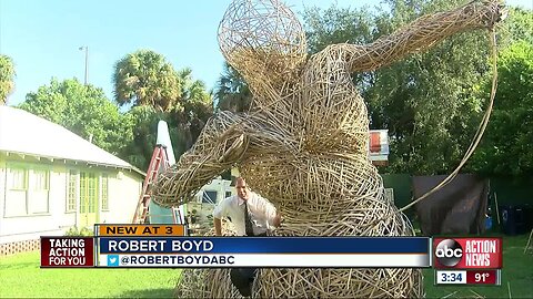 University of Tampa art professor creates bamboo sculptures in Tampa front yard