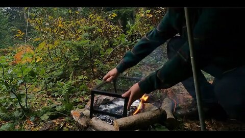 Camping alone in heavy rain and thunder -19