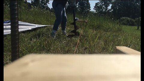 Day 5A - Auger ~ Digging holes for foundation TINY HOUSE