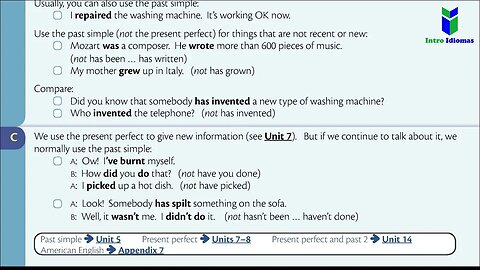 013 - 014 - Present perfect and past I have done and I did - ENGLISH GRAMMAR IN USE - UNIT 13, 14