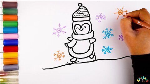 Drawing and Coloring a Penguin for Kids & Toddlers | Ariu Land