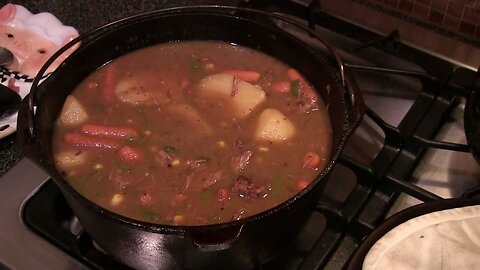 Beef Stew Cooked on Propane Burner