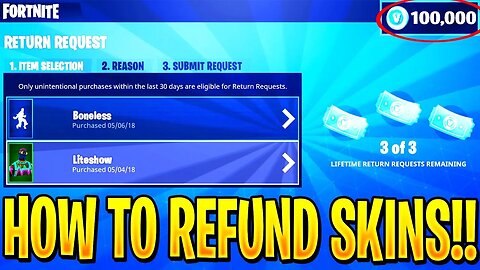 HOW TO REFUND SKINS IN FORTNITE BATTLE ROYALE (FREE VBUCKS)