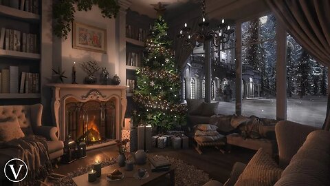 White Christmas | Winter Night Ambience | Fireplace & Snowstorm/Blizzard Sounds