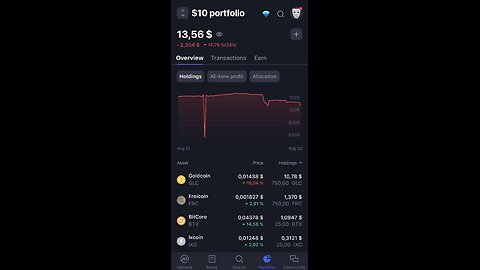 $10 crypto portfolio to million $+