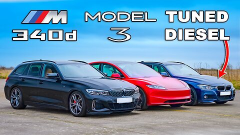 Tuned BMW diesel v new Tesla Model 3: DRAG RACE