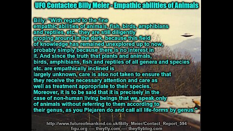 Billy Meier UFO Contact Reports - Animal Spirit Forms + Animal Thinking