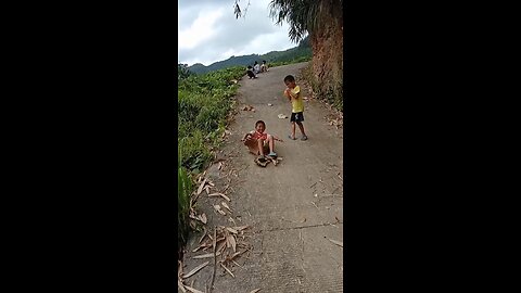 Kid Enjoying a Funny Slide Ride