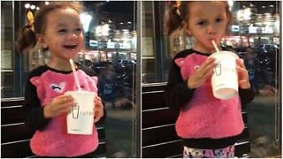 Little girl refuses to share her smoothie