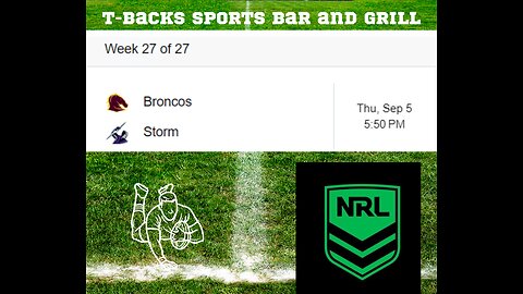 T-Backs Sports Bar and Grill Sports Schedule and Sliders special for Thursday Sept 05, 2024