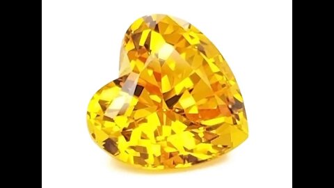 Chatham Heart Shape Yellow Sapphire: Lab-grown yellow sapphire heart, medium tone