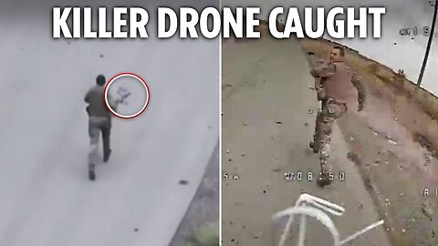 Incredible moment Russian soldier catches kamikaze drone that chased him down before fatal blast