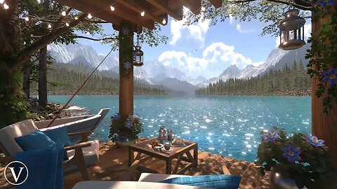 Emerald Lake | Day & Sunset Ambience | Wind Chimes, Birds, Water & Forest Nature Sounds