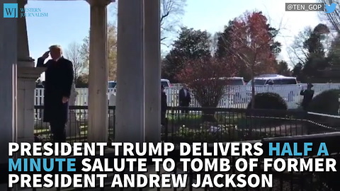 President Trump Delivers Nearly Half A Minute Long Salute To Tomb Of Former President Andrew Jackson