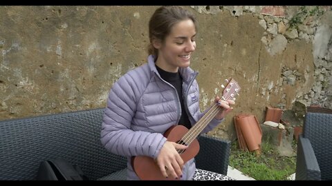 My niece writing a song out back.