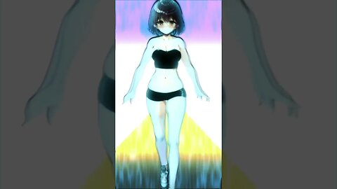 black eyed anime AI girl walk test