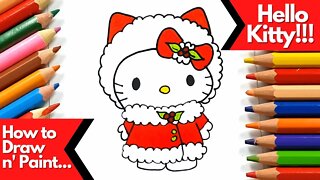 How to draw and paint Hello Kitty Christmas