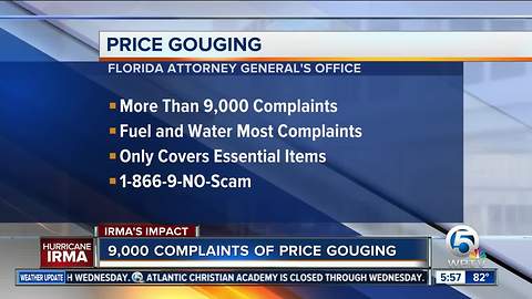 Florida Attorney General receives more than 9,000 price gouging complaints