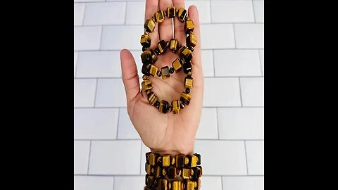 TIGERS EYE CUBE BEAD BRACELET