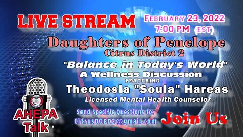 AHEPA Talk: Daughters of Penelope host "Balance in Today's World, A Wellness Discussion"