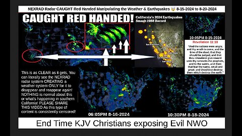 NEXRAD Radar CAUGHT Red Handed Manipulating the Weather & Earthquakes 🤯 8-15-2024 to 8-20-2024