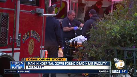 Man wearing hospital gown found dead near facility