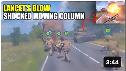 Ukrainians captured Lancet's blow in front of their armored column