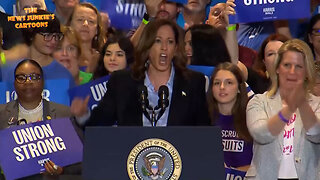 Cackling Kamala yelling her teleprompter word salad at her tiny crowd.