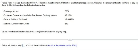 Felicia Hong received dividends of $8417.74 from her investment in 2023 in her taxable