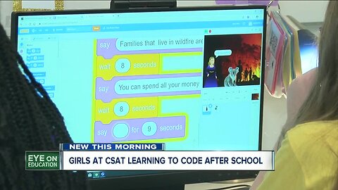 Girls at Charter School for Applied Technologies learn how to code after school