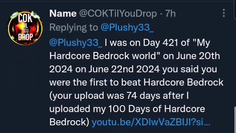 April 7th 2024 I completed 100 days of Hardcore Bedrock (not April 24th) aka no day counter for me