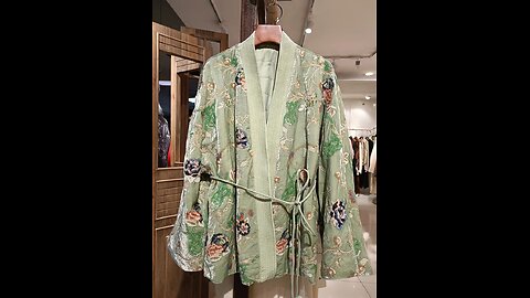 Green Printed Jacket New Chinese Style Heavy Industry Embroidery