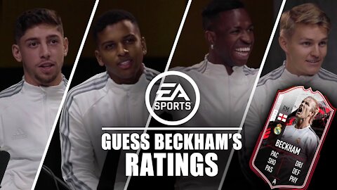 Real Madrid player Ødegaard, Rodrygo, Vinicius Junior & Valverde guess Beckham's FIFA 21 stats!