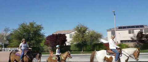 Social distancing while horseback riding in Las Vegas valley