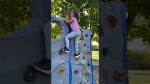 Rock Wall Champion! #fun #tatum #mom #park #amusement #climbing #kid