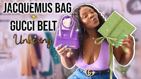 LUXURY HAUL UNBOXING | JACQUEMUS LE CHIQUITO NOEUD |WHAT FITS IN |GUCCI BELT🎁 #jacquemus #guccibelt