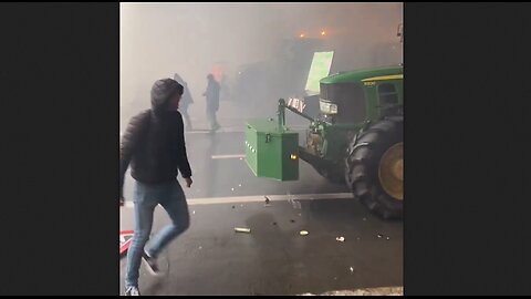 European Farmers Facing Water Cannons & Tear Gas