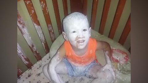 "Bored Kid Makes A Mess With Lotion"