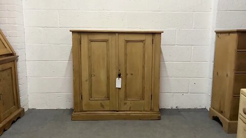 Old English Pine 2 Door School Cupboard (Y3401D) @PinefindersCoUk