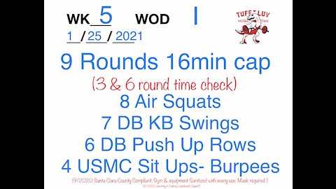 WOD 1/25/2021 Tuff Luv CrossFit