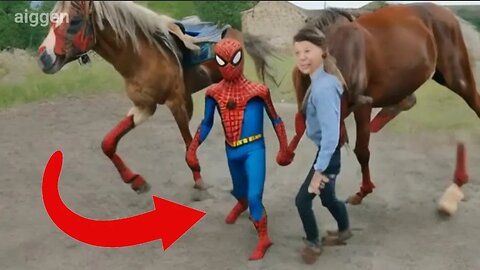 Spiderman Riding a Horse !