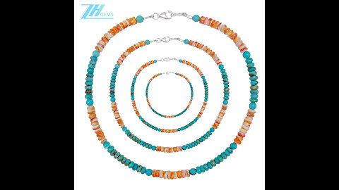 GN-20240920-03 spiny oyster beads Natural stablish turquoise beads S925 silver necklace jewelry